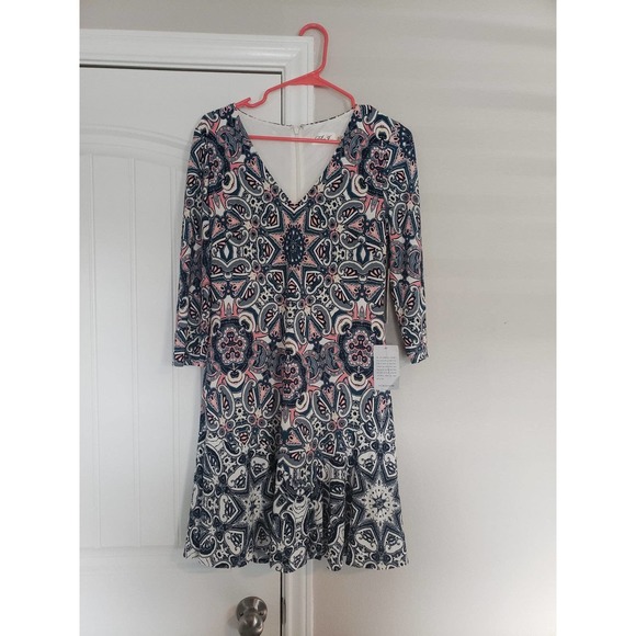 NWT Eliza J patterned quarter sleeve dress size 6 - Picture 1 of 5